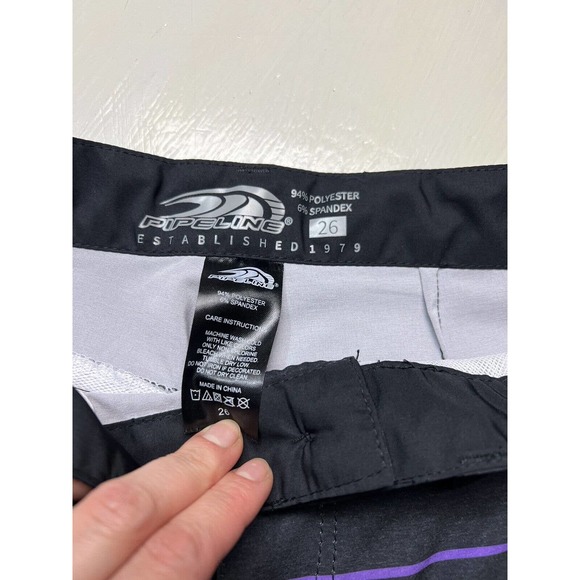 URBAN PIPELINE BLACK SIZE26 SHORTS SWIM BOARD JOGGING TRUNKS - Picture 2 of 3